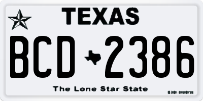 TX license plate BCD2386