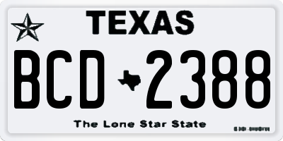 TX license plate BCD2388