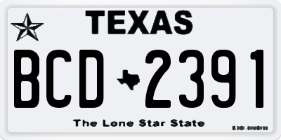 TX license plate BCD2391