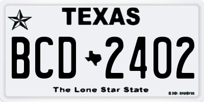 TX license plate BCD2402