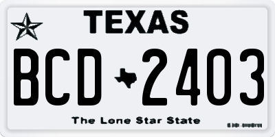 TX license plate BCD2403