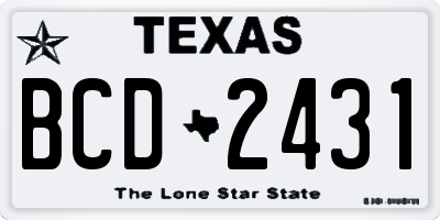 TX license plate BCD2431