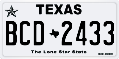 TX license plate BCD2433