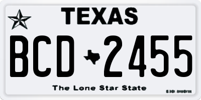 TX license plate BCD2455