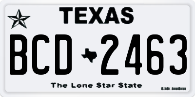 TX license plate BCD2463
