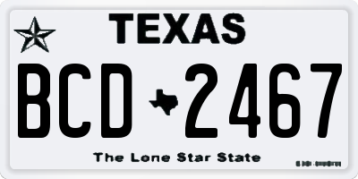TX license plate BCD2467