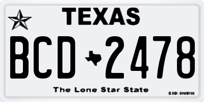 TX license plate BCD2478