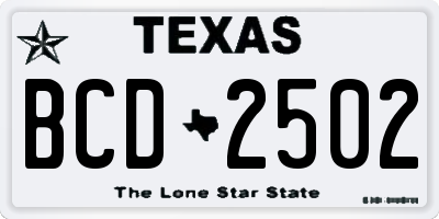 TX license plate BCD2502