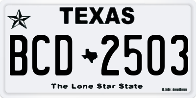 TX license plate BCD2503