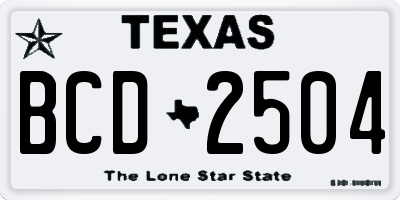 TX license plate BCD2504