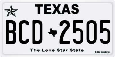 TX license plate BCD2505