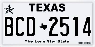 TX license plate BCD2514