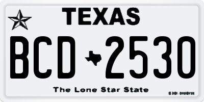 TX license plate BCD2530