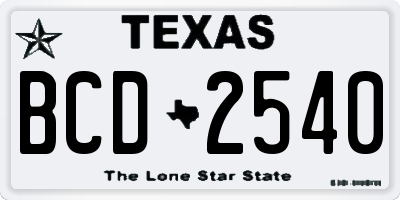 TX license plate BCD2540