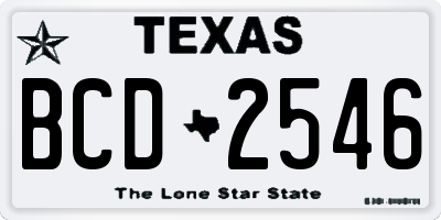 TX license plate BCD2546