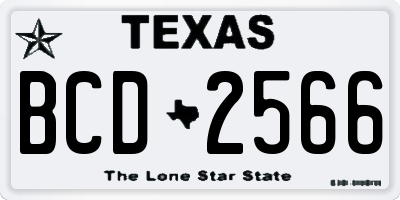 TX license plate BCD2566