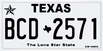 TX license plate BCD2571