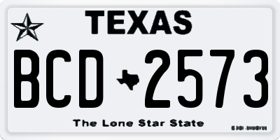 TX license plate BCD2573