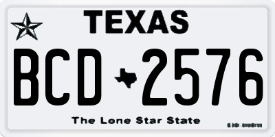 TX license plate BCD2576