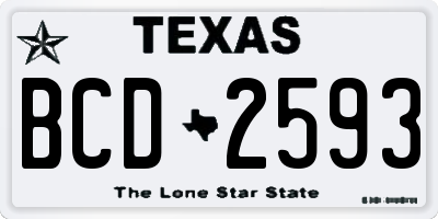 TX license plate BCD2593