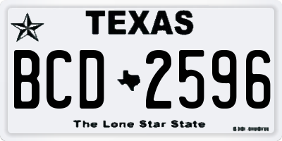 TX license plate BCD2596