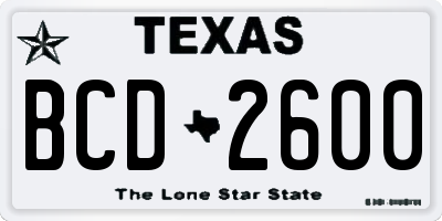 TX license plate BCD2600