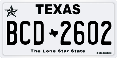 TX license plate BCD2602