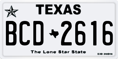 TX license plate BCD2616
