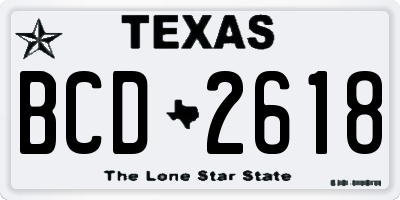 TX license plate BCD2618