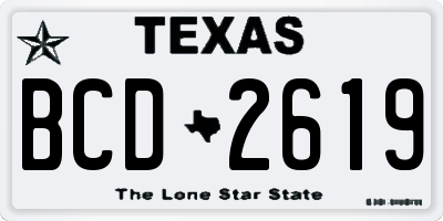 TX license plate BCD2619