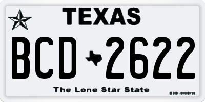 TX license plate BCD2622