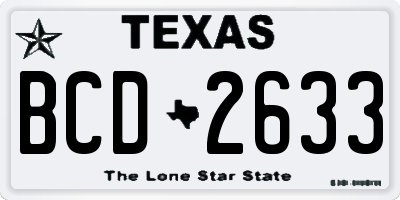 TX license plate BCD2633