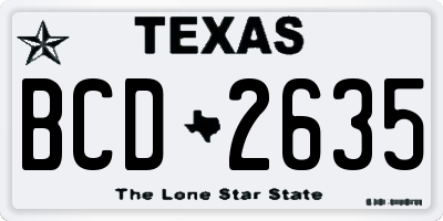 TX license plate BCD2635