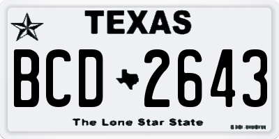 TX license plate BCD2643