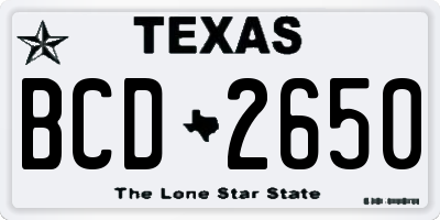 TX license plate BCD2650