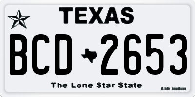 TX license plate BCD2653