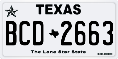 TX license plate BCD2663