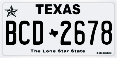 TX license plate BCD2678