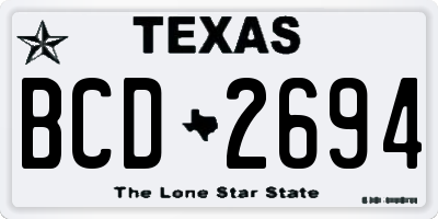 TX license plate BCD2694