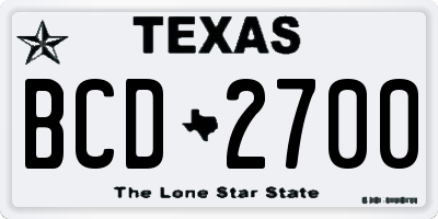 TX license plate BCD2700
