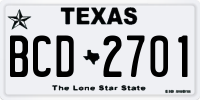 TX license plate BCD2701