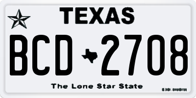 TX license plate BCD2708