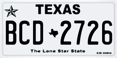 TX license plate BCD2726