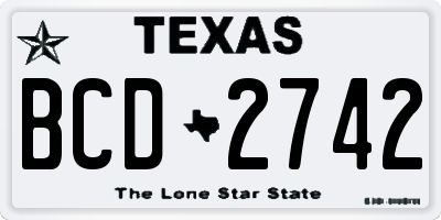 TX license plate BCD2742