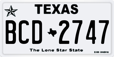 TX license plate BCD2747
