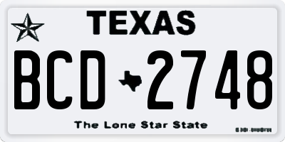 TX license plate BCD2748