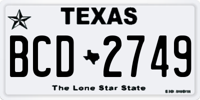 TX license plate BCD2749
