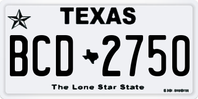TX license plate BCD2750