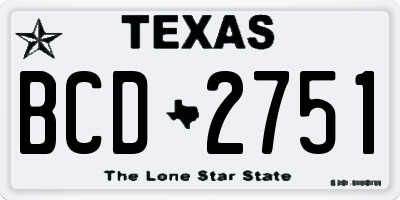 TX license plate BCD2751