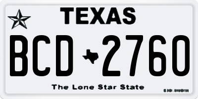 TX license plate BCD2760